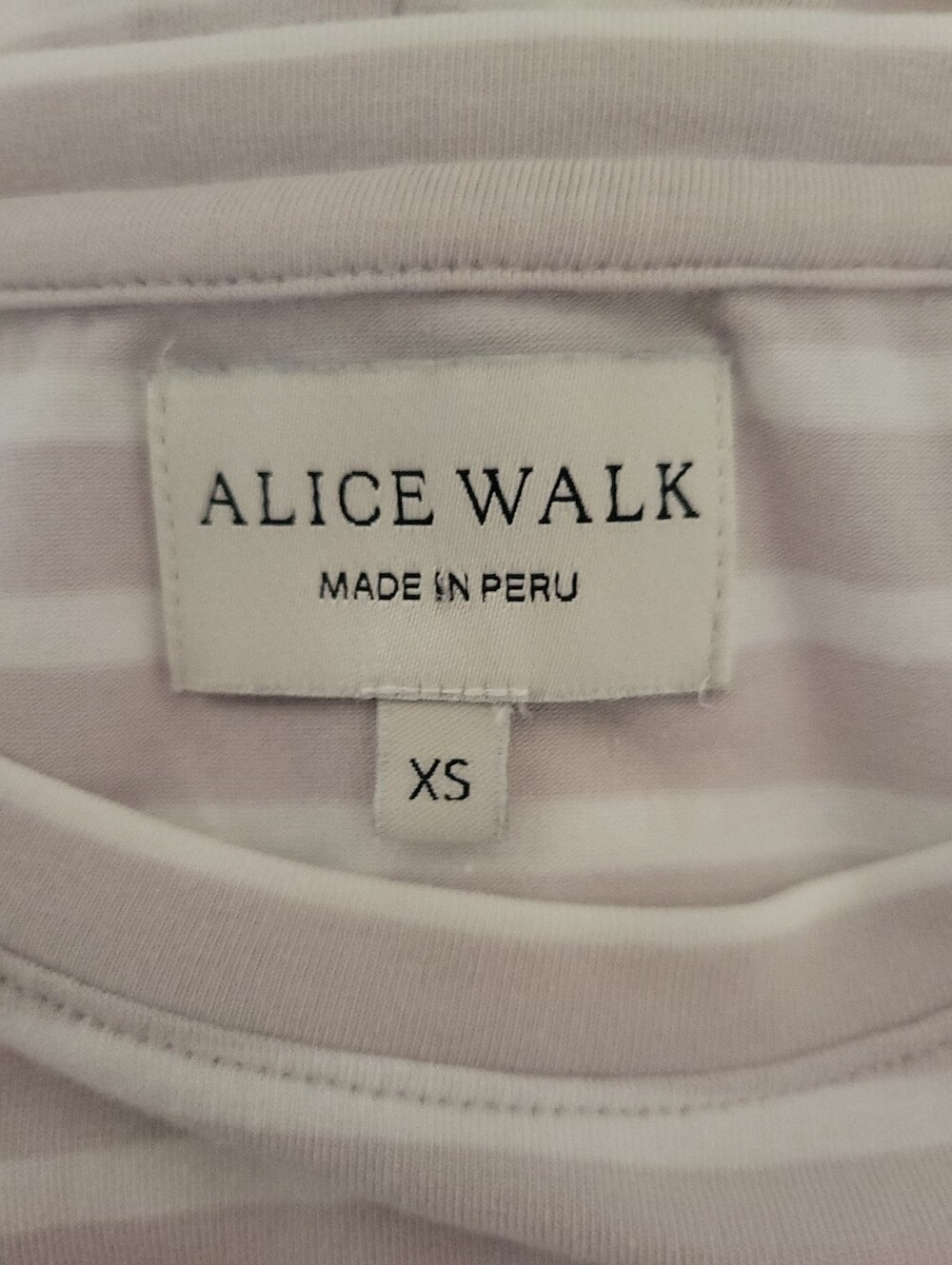 Alice Walk Pima Cotton Modal Stripe Long Sleeve Tee Beige White Coastal XS Top - Picture 8 of 9